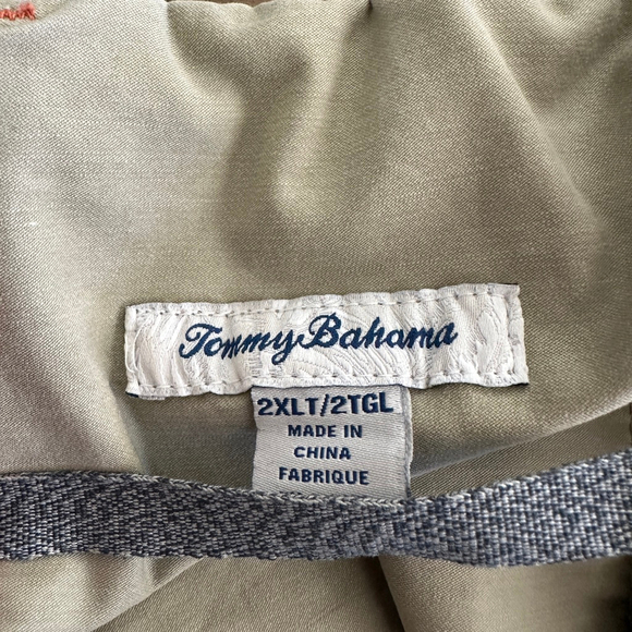Men’s Tommy Bahama Beige Relaxed Fit Pants 2XLT Blue Fish Lining Drawstring - Picture 2 of 9